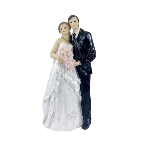 Hochzeitspaar Braut und Bräutigam Tortenfigur,Hochzeit Dekoration,Hochzeitsfiguren aus Harz,Hochzeitstorte,Kunsthandwerk Ornament für Hochzeit Heiratsantrag Verlobung Zeremonie Deko,B von Whakano
