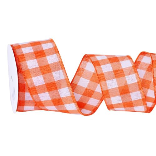 Kariertes Band Geschenkband 9m x 6,3cm Schleifenband Thanksgiving-Verpackungsband Herbstdekoration Dekoband,Bastelbänder für Weihnachten,Hochzeit,Erntedekoration,Geschenkverpackung,Orange Weiß Kariertes Band Geschenkband 9m x 6,3cm Schleifenband Thanksgiving-Verpackungsband Herbstdekoration Dekoband,Bastelbänder für Weihnachten,Hochzeit,Erntedekoration,Geschenkverpackung,Orange Weiß von Whakano