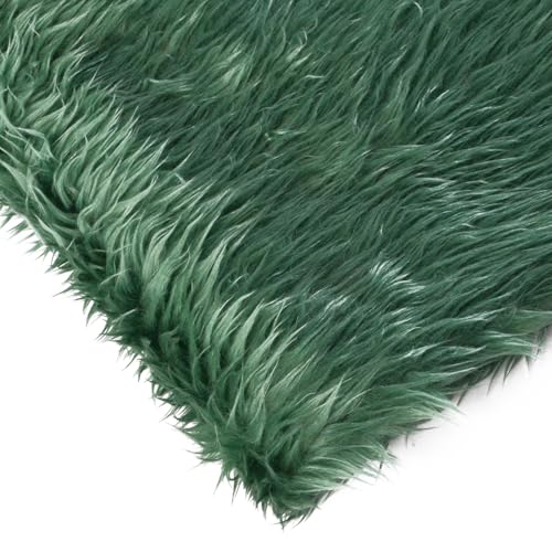 Kunstfell Plüschstoff 1 Yard x 160cm Breit,Stoffe zum Nähen Dekorieren,Universal Stoff,Furry Plüsch Tuch für Nähen Basteln,Tasche,Kostüm,Hochzeits,Weihnachten,Halloween,Partydekor,Dunkelgrün B von Whakano
