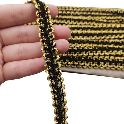 Polyester Braid Spitzenbesatz Centipede Spitzenband Verziert 11mm,Geflochten Posamenten Borte Braid Trim Borten Bänder,für Vorhang Kostüm Schonbezug Polsterung Nähen Wohnkultur,18m,Schwarzes Gold Polyester Braid Spitzenbesatz Centipede Spitzenband Verziert 11mm,Geflochten Posamenten Borte Braid Trim Borten Bänder,für Vorhang Kostüm Schonbezug Polsterung Nähen Wohnkultur,18m,Schwarzes Gold von Whakano