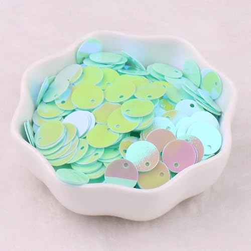 Runde Pailletten 10mm,Pailletten zum Basteln,Pailletten mit Loch,Handwerk Pailletten Spangles,PVC-Paillettenflocken,ür DIY Herstellung,Kleidung,Basteln,Nähen,Schmuck Dekor,Ca.560 Stück,Mintgrün von Whakano
