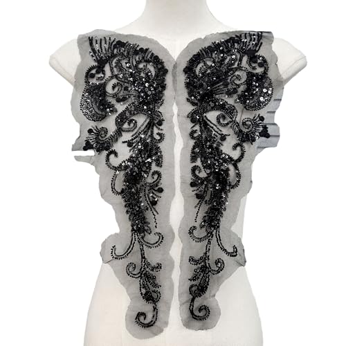 Whakano 1 Paar Stickerei Spitzenapplikation,Glänzend Spitzenkragen Aufnäher,Spitzen-Ausschnitt,Pailletten Flicken Patch,DIY Kleidung Nähen Applikation,Bastelzubehör für Hochzeitskleid,Schwarz Whakano 1 Paar Stickerei Spitzenapplikation,Glänzend Spitzenkragen Aufnäher,Spitzen-Ausschnitt,Pailletten Flicken Patch,DIY Kleidung Nähen Applikation,Bastelzubehör für Hochzeitskleid,Schwarz von Whakano