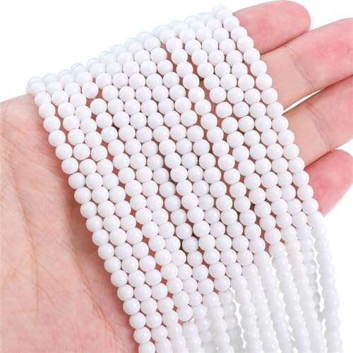 Whakano 1 Stränge Ca.95 Stück Runde Lose Perlen,4mm,Helle Glasperlen,Bastelperlen für DIY Schmuck Armbänder Basteln,Halsketten Ohrringe Schlüsselanhänger,Geschenk für Mädchen Erwachsene,Weiß Whakano 1 Stränge Ca.95 Stück Runde Lose Perlen,4mm,Helle Glasperlen,Bastelperlen für DIY Schmuck Armbänder Basteln,Halsketten Ohrringe Schlüsselanhänger,Geschenk für Mädchen Erwachsene,Weiß von Whakano