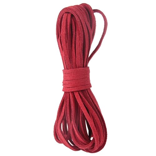 Whakano 1 Stück 5 M x 3mm Lederschnur Lederband Faux Wildleder Schnur,Makramee-Schnur,Basteln Lederschnüre DIY Band für Armbänder,Schmuckherstellung DIY Handwerk Halsketten,Geschenkverpackung,Rot von Whakano