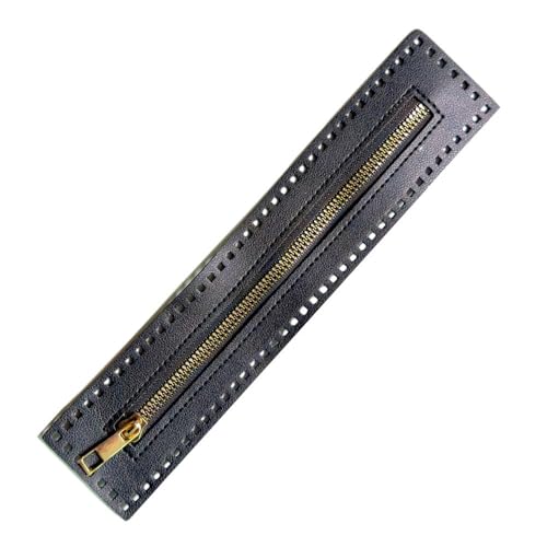 Whakano 1 Stück PU-Leder Reißverschluss Zum Nähen,Reissverschlüsse 27cm x 5,5cm,Zippverschluss Ersatz,Taschen Häkeln Zubehör,Zipper für Taschen,Handtasche,Häkeltaschen,Bastelprojekte,Schwarz von Whakano