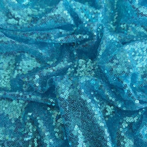 Whakano 1 Yard Glänzender Pailletten Stoff,130 cm Breit,Dekostoff,zum Nähen Basteln Dekorieren,Handwerken,Vorhänge Bühne Kostüm Kleid Bekleidung,Hochzeit Party Karneval Bankett Deko,Blauer See von Whakano