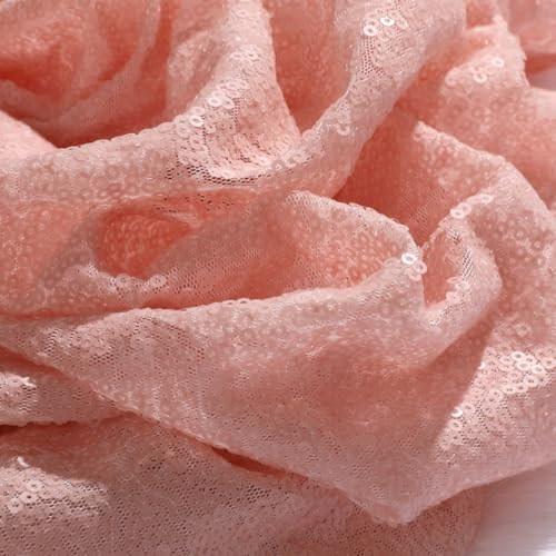 Whakano 1 Yard Glänzender Pailletten Stoff,130 cm Breit,Dekostoff,zum Nähen Basteln Dekorieren,Handwerken,Vorhänge Bühne Kostüm Kleid Bekleidung,Hochzeit Party Karneval Bankett Deko,Orange-Rosa von Whakano