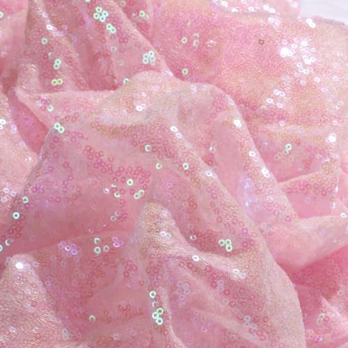 Whakano 1 Yard Glänzender Pailletten Stoff,130 cm Breit,Dekostoff,zum Nähen Basteln Dekorieren,Handwerken,Vorhänge Bühne Kostüm Kleid Bekleidung,Hochzeit Party Karneval Bankett Deko,Rosa Bunt von Whakano
