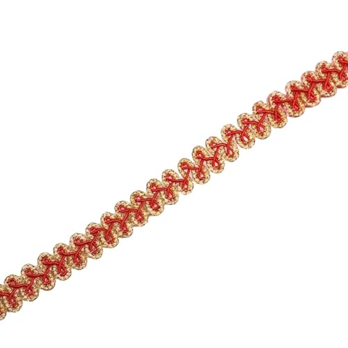 Whakano 10 Meter Geflochtene Spitzenband 1,2cm Breite,Braid Trim Posamentenborte Spitzenbesatz Zierband,Spitzen Borten Bänder zum DIY Nähen Handwerk,Tischdeko,Kleidung,Vorhang,Geschenkband,Gold Rot Whakano 10 Meter Geflochtene Spitzenband 1,2cm Breite,Braid Trim Posamentenborte Spitzenbesatz Zierband,Spitzen Borten Bänder zum DIY Nähen Handwerk,Tischdeko,Kleidung,Vorhang,Geschenkband,Gold Rot von Whakano