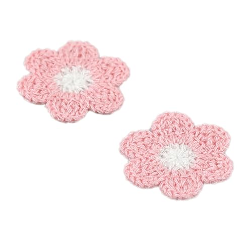 Whakano 10 Stück Boho Strick Blumen Patches Nähen Aufnäher,3,5cm,Applikationen Zum Nähen Patches Sticker,Bestickte Patches Sticker,Applikation für DIY Kleidung Jeans T-Shirt Jacken Tasche,Rosa von Whakano
