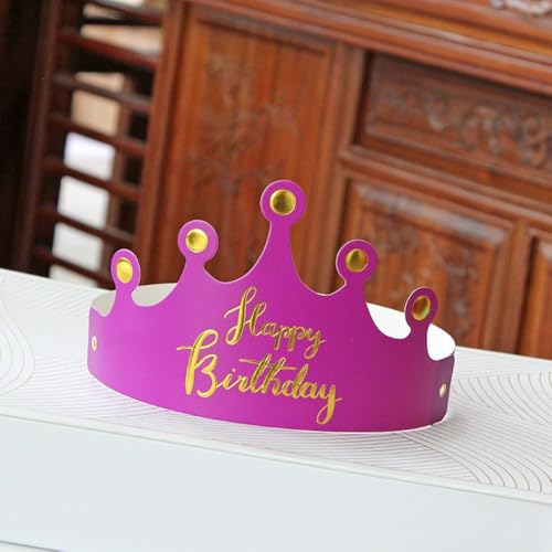 Whakano 10 Stück Partyhüte zum Geburtstag,Papierkronen Geburtstagshut,Papier Party Crown Hut,Geburtstagskrone für Geburtstagsfeier,Party,Feierlichkeiten,Foto Requisiten Dekoration,Lila von Whakano