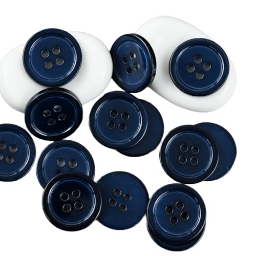 Whakano 10 Stück Perlmuttknöpfe Runde Knöpfe 4 Löcher Zum Nähen Basteln,Buttons für DIY Nähen Pullover Mäntel Cardigan,Anzug,Hemd,Strickjacke,Kostüme Outfit Nähen,Geschenkbox-Dekor,Dunkelblau,11,5mm von Whakano
