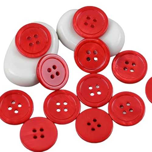 Whakano 10 Stück Perlmuttknöpfe Runde Knöpfe 4 Löcher Zum Nähen Basteln,Buttons für DIY Nähen Pullover Mäntel Cardigan,Anzug,Hemd,Strickjacke,Kostüme Outfit Nähen,Geschenkbox-Dekor,Rot,10mm von Whakano