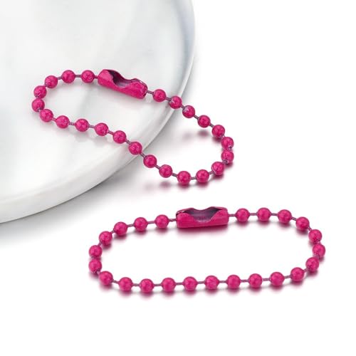 Whakano 100 Stück Kugelkette Metall Perlen Kette Hängekette 2,4 mm,Passenden Anschlüssen Kugelkette,Kette Für Schlüsselanhänger,Hängende Ornamente,Für DIY-Schmuckherstellung Tag,Rosenrot,12cm von Whakano