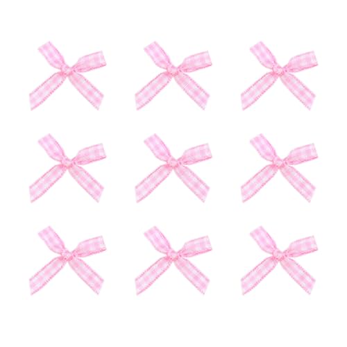 Whakano 100 Stück Mini Bandschleifen,4x3,5cm,Doppelseitige Kariertes Bogen,Karoband Bögen Deko Schleifen,Mini Band Bowtie für Nähen,Hochzeit Deko,Karten,DIY Basteln,Geschenk,Haar-Accessoires,Rosa von Whakano