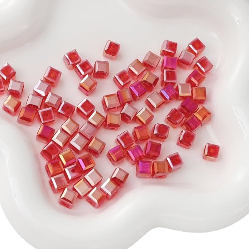Whakano 100 Stück Quadratperlen Glasperlen 8x8mm,Lose Perlen mit Loch,Kristall Perlen,Bastelperlen für DIY Handwerk Dekor,Armbänder,Halsketten Ohrringe,Schmuckherstellung,Kopfbedeckung,Rot Whakano 100 Stück Quadratperlen Glasperlen 8x8mm,Lose Perlen mit Loch,Kristall Perlen,Bastelperlen für DIY Handwerk Dekor,Armbänder,Halsketten Ohrringe,Schmuckherstellung,Kopfbedeckung,Rot von Whakano