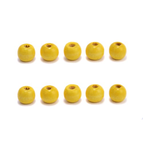 Whakano 180 Stück Runde Farbige Holzperlen zum Basteln,natürliche DIY-Holzperlen mit Loch,zum Basteln,Makramee,Handarbeit für Weihnachten,Geburtstage,Belohnungen,13x14mm,Gelb Whakano 180 Stück Runde Farbige Holzperlen zum Basteln,natürliche DIY-Holzperlen mit Loch,zum Basteln,Makramee,Handarbeit für Weihnachten,Geburtstage,Belohnungen,13x14mm,Gelb von Whakano