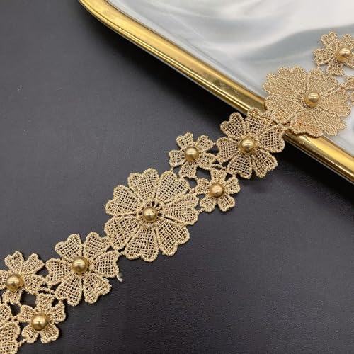 Whakano 19 Yards Stickerei Spitzenband Gold,Retro Spitzenbordüre Mit Perle Geschenkband Zierband,Dekoband Spitzen Borten Bänder zum Tischdeko,Hochzeit,Nähen Handwerk,Kleidung Deko,Blume,3,6cm Whakano 19 Yards Stickerei Spitzenband Gold,Retro Spitzenbordüre Mit Perle Geschenkband Zierband,Dekoband Spitzen Borten Bänder zum Tischdeko,Hochzeit,Nähen Handwerk,Kleidung Deko,Blume,3,6cm von Whakano