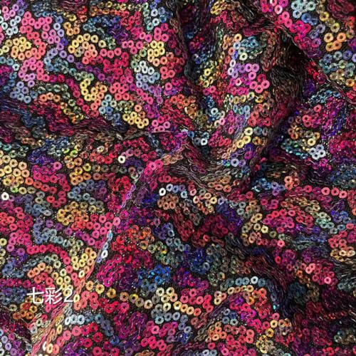 Whakano 1 Yard Glänzender Pailletten Stoff,130 cm Breit,Dekostoff,zum Nähen Basteln Dekorieren,Handwerken,Vorhänge Bühne Kostüm Kleid Bekleidung,Hochzeit Party Karneval Bankett Deko,Buntes B Whakano 1 Yard Glänzender Pailletten Stoff,130 cm Breit,Dekostoff,zum Nähen Basteln Dekorieren,Handwerken,Vorhänge Bühne Kostüm Kleid Bekleidung,Hochzeit Party Karneval Bankett Deko,Buntes B von Whakano