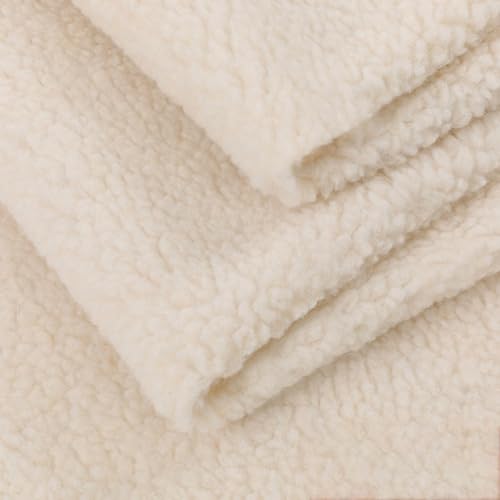 Whakano 2 Meter Fleecestoff 160 cm Breit,Teddy-Plüsch Polsterstoff,Meterware,Weich und Bequem Stoffe zum Nähen,Dekostoff,DIY Bastelmaterial,Dick Tuch für Decke Heimkleidung Sofa Tasche,Beige von Whakano