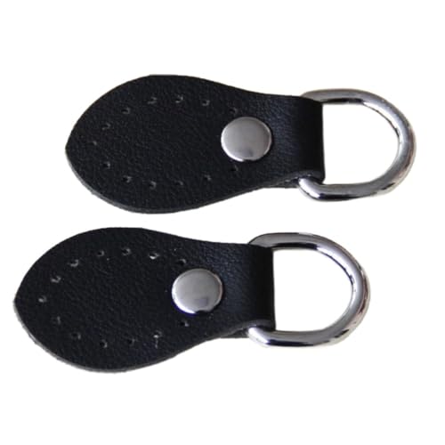 Whakano 2 Paar Leder-D-Ringe zum Nähen,PU Lederschnallen mit Ösen,Taschenverschluss Lederriemen mit D-Ring,Ersatz DIY Nähen Taschenzubehör,D Ringe Schnalle für Rucksack,Handtaschen,Silber Schwarz von Whakano