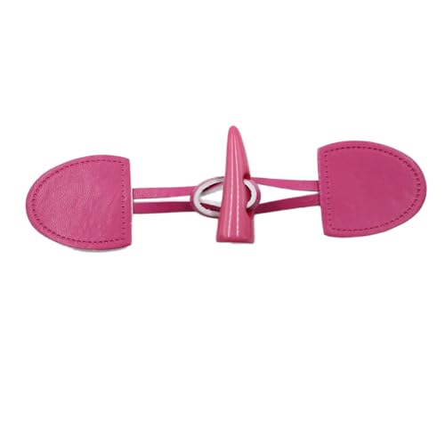 Whakano 2 Paar Leder Knebelknöpfe 17cm x 4cm,Knebelverschlüsse,Ersatz Knöpfe zum Nähen und Basteln von Dekorationen,Horn Knopf für DIY Nähen Pullover Kleidung Mäntel Mantel Geschenk Deko,Rosenrot von Whakano