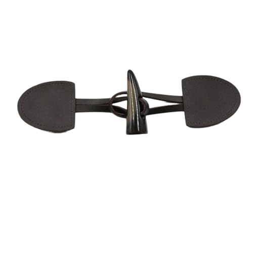 Whakano 2 Paar Leder Knebelknöpfe 17cm x 4cm,Knebelverschlüsse,Ersatz Knöpfe zum Nähen und Basteln von Dekorationen,Horn Knopf für DIY Nähen Pullover Kleidung Mäntel Mantel Geschenk Deko,Dunkelkaffee von Whakano