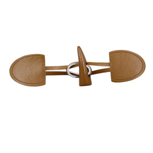 Whakano 2 Paar Leder Knebelknöpfe 17cm x 4cm,Knebelverschlüsse,Ersatz Knöpfe zum Nähen und Basteln von Dekorationen,Horn Knopf für DIY Nähen Pullover Kleidung Mäntel Mantel Geschenk Deko,Kaffee von Whakano