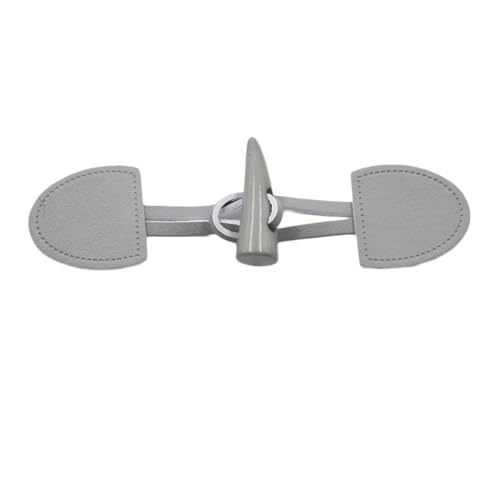 Whakano 2 Paar Leder Knebelknöpfe 17cm x 4cm,Knebelverschlüsse,Ersatz Knöpfe zum Nähen und Basteln von Dekorationen,Horn Knopf für DIY Nähen Pullover Kleidung Mäntel Mantel Geschenk Deko,Hellgrau von Whakano