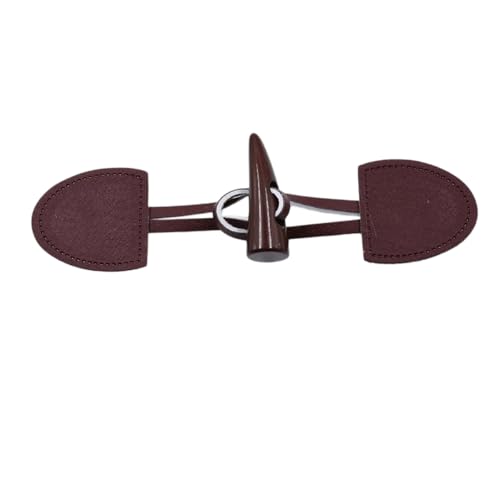 Whakano 2 Paar Leder Knebelknöpfe 17cm x 4cm,Knebelverschlüsse,Ersatz Knöpfe zum Nähen und Basteln von Dekorationen,Horn Knopf für DIY Nähen Pullover Kleidung Mäntel Mantel Geschenk Deko,Weinrot von Whakano