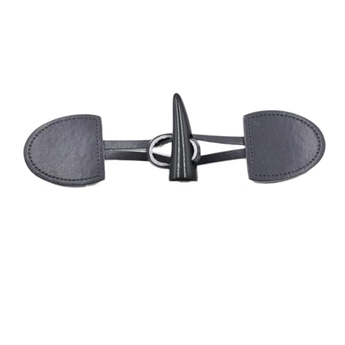 Whakano 2 Paar Leder Knebelknöpfe 17cm x 4cm,Knebelverschlüsse,Ersatz Knöpfe zum Nähen und Basteln von Dekorationen,Horn Knopf für DIY Nähen Pullover Kleidung Mäntel Mantel Geschenk Deko,Dunkelgrau von Whakano