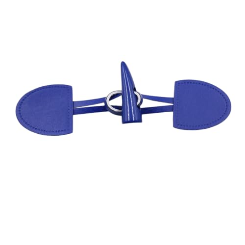 Whakano 2 Paar Leder Knebelknöpfe 17cm x 4cm,Knebelverschlüsse,Ersatz Knöpfe zum Nähen und Basteln von Dekorationen,Horn Knopf für DIY Nähen Pullover Kleidung Mäntel Mantel Geschenk Deko,Königsblau von Whakano