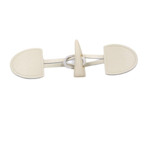 Whakano 2 Paar Leder Knebelknöpfe 17cm x 4cm,Knebelverschlüsse,Ersatz Knöpfe zum Nähen und Basteln von Dekorationen,Horn Knopf für DIY Nähen Pullover Kleidung Mäntel Mantel Geschenk Deko,Beige von Whakano