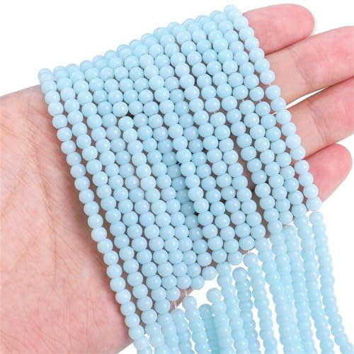 Whakano 2 Stränge Ca.95 Stück Runde Lose Perlen,4mm,Helle Glasperlen,Bastelperlen für DIY Schmuck Armbänder Basteln,Halsketten Ohrringe Schlüsselanhänger,Geschenk für Mädchen Erwachsene,Hellblau Whakano 2 Stränge Ca.95 Stück Runde Lose Perlen,4mm,Helle Glasperlen,Bastelperlen für DIY Schmuck Armbänder Basteln,Halsketten Ohrringe Schlüsselanhänger,Geschenk für Mädchen Erwachsene,Hellblau von Whakano
