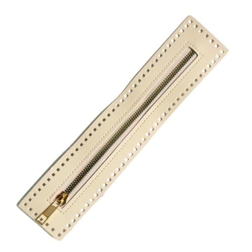 Whakano 2 Stück PU-Leder Reißverschluss Zum Nähen,Reissverschlüsse 27cm x 5,5cm,Zippverschluss Ersatz,Taschen Häkeln Zubehör,Zipper für Taschen,Handtasche,Häkeltaschen,Bastelprojekte,Beige von Whakano