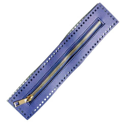 Whakano 2 Stück PU-Leder Reißverschluss Zum Nähen,Reissverschlüsse 27cm x 5,5cm,Zippverschluss Ersatz,Taschen Häkeln Zubehör,Zipper für Taschen,Handtasche,Häkeltaschen,Bastelprojekte,Blau von Whakano