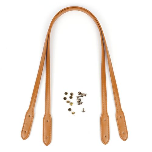 Whakano 2 Stück PU-Leder Taschenhenkel Taschengriff,Lederhandtasche Griffe Mit Löchern,1,3 x 72cm Taschengriffe zum Häkeln,Tasche Zubehör,Ersatz Taschenriemen,DIY Taschenherstellung,Gelb von Whakano