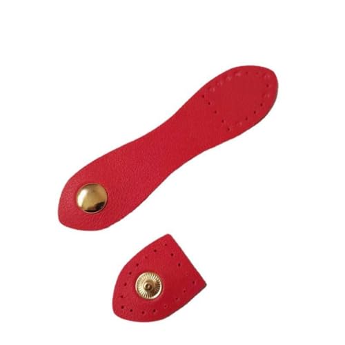 Whakano 2 Stück PU Lederriemen mit Knöpfe zum Aufnähen,Taschenverschluss Lederriemen mit Druckknöpfe,Druckknopfverschluss Lederriemen für Taschen,Leder-Schnallen für Geldbörsen,Häkeltaschen,Rot von Whakano