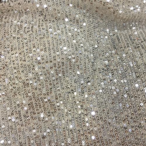 Whakano 2 Yard Glänzender Pailletten Stoff,125 cm Breit,Dekostoff,zum Nähen Basteln Dekorieren,Handwerken,Vorhänge Bühne Kostüm Kleid Bekleidung,Hochzeit Party Bankett Deko,Beige-Silber von Whakano