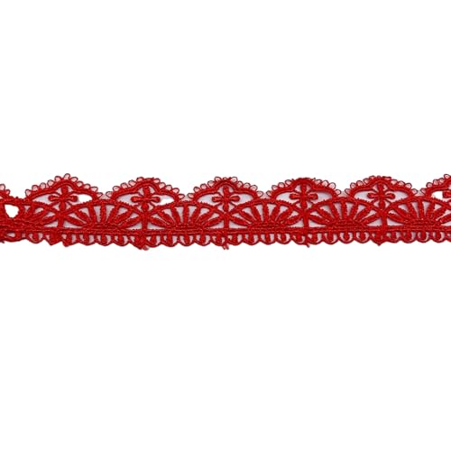 Whakano 2 Yards Stickerei Spitzenbesatz 2,7cm Breit Spitzenband Dekoband Brautkleid Häkelband Spitzenborte,Band für DIY Nähen Handwerk,Hochzeit,Party,Kopfbedeckung,Vorhänge,Kleider Dekor,Rot von Whakano