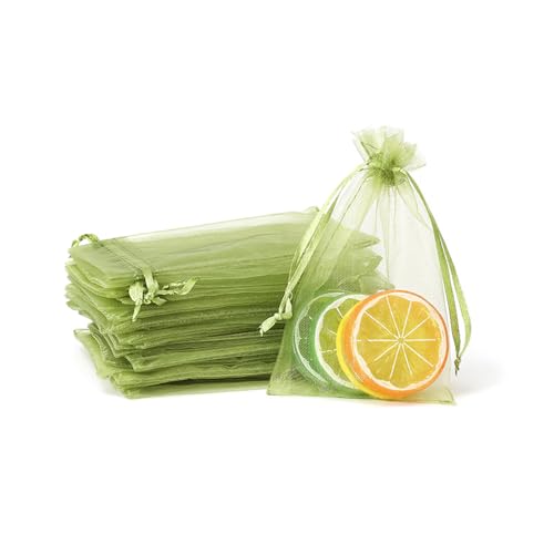 Whakano 20 Stück Bunt Organzasäckchen mit Kordelzug,Organzabeutel,Schmuckbeutel,GeschenkSack,für Hochzeit Geburtstag Süßigkeiten Schmuck Geschenkverpackung Party Mit Schnur,Armeegrün,20x30cm von Whakano