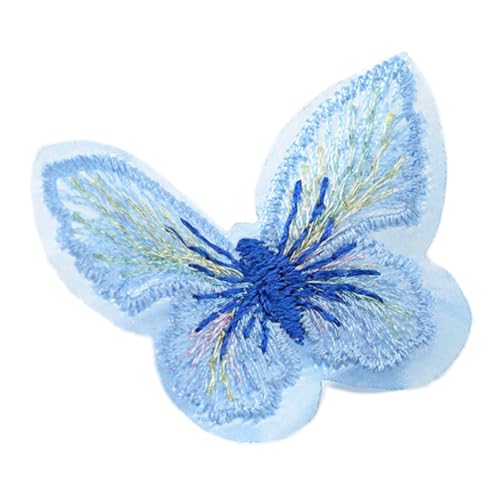 Whakano 20 Stück Schmetterling Patch,Stickerei Applikationen,Kleidung Patches,Spitze Aufnäher Patch,Schmetterling Applikationen,Nähen für Reparieren Dekorieren Kleidung Handwerk,Kinder,Hellblau von Whakano