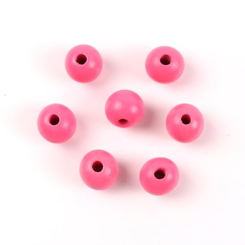 Whakano 200 Stück Holzperlen Runde Natürliche Lose Spacer Perlen,Groß Holzkugeln mit Loch,für DIY Bastelarbeiten Dekorationen,Armband Halskette,auffädeln,Makramee Schmuck Herstellung,12mm,Rosenrot von Whakano