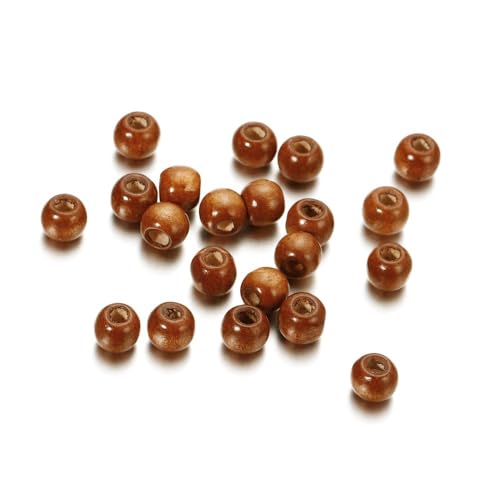 Whakano 200 Stück Runde Holzperlen mit 5mm Loch zum Auffädeln,Natürliche Lose Spacer Perlen für DIY Bastelarbeiten Dekor,Armband Halskette,auffädeln,Makramee Schmuck Herstellung,Kleidung,Braun von Whakano