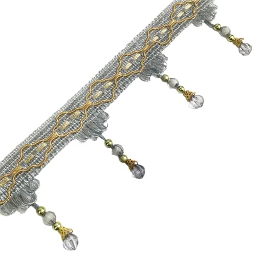 Whakano 2m Fransenborte mit Perlen 7cm Breite Meterware,Quastenborte zum Basteln Trim Borte Fringe Spitzenband Zierband Dekoborte,Band für DIY Nähen Basteln Kleidung,Vorhänge,Schal Dekoration,Grau Whakano 2m Fransenborte mit Perlen 7cm Breite Meterware,Quastenborte zum Basteln Trim Borte Fringe Spitzenband Zierband Dekoborte,Band für DIY Nähen Basteln Kleidung,Vorhänge,Schal Dekoration,Grau von Whakano