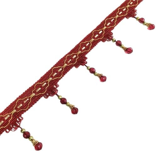 Whakano 2m Fransenborte mit Perlen 7cm Breite Meterware,Quastenborte zum Basteln Trim Borte Fringe Spitzenband Zierband Dekoborte,Band für DIY Nähen Basteln Kleidung,Vorhänge,Schal Dekoration,Rot Whakano 2m Fransenborte mit Perlen 7cm Breite Meterware,Quastenborte zum Basteln Trim Borte Fringe Spitzenband Zierband Dekoborte,Band für DIY Nähen Basteln Kleidung,Vorhänge,Schal Dekoration,Rot von Whakano