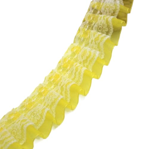 Whakano 3 Yards Plissiertes Spitzenband Mesh Trim Spitzenborte 5cm Breit,Rüschenbesatz Dekoband für DIY Nähen Handwerk,Kleidung,Hochzeitskleid,Blumensträuße,Kopfbedeckung,Vorhänge Dekoration,Gelb Whakano 3 Yards Plissiertes Spitzenband Mesh Trim Spitzenborte 5cm Breit,Rüschenbesatz Dekoband für DIY Nähen Handwerk,Kleidung,Hochzeitskleid,Blumensträuße,Kopfbedeckung,Vorhänge Dekoration,Gelb von Whakano