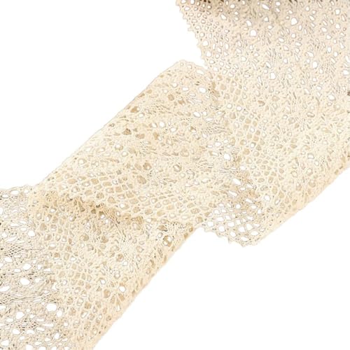 Whakano 3 Yards Vintage Spitzenband 13cm Breit Spitzenbesatz Spitzen Borten Häkelspitze Bänder zum Nähen Deko,Tischdeko,Hochzeit,DIY Handwerk,Geschenkband,Scrapbooking,Kleidung Accessoires von Whakano