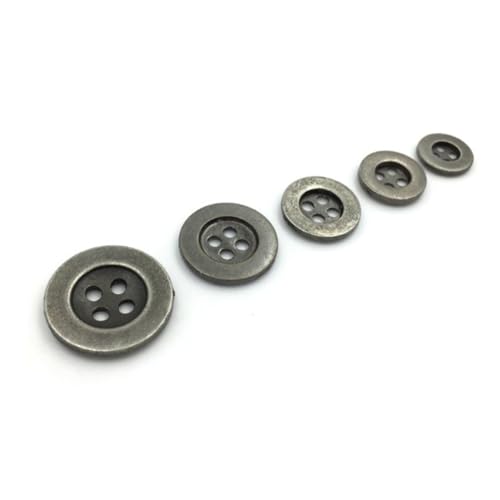 Whakano 30 Stück Metall Knöpfe 4 Loch Knoepfe Breite Knöpfe zum Annähen Krempe,Ersatz Bastelknopf Knoepfe Hosenknopf Knoepfe zum Annähen,für Kleidern,Blusen,Handwerk,DIY,Handtasche,Silber,23mm von Whakano