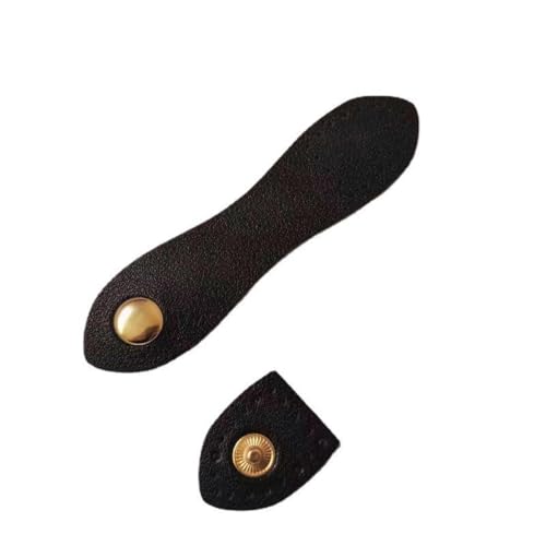 Whakano 4 Stück PU Lederriemen mit Knöpfe zum Aufnähen,Taschenverschluss Lederriemen mit Druckknöpfe,Druckknopfverschluss Lederriemen für Taschen,Leder-Schnallen für Geldbörsen,Häkeltaschen,Schwarz von Whakano